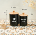 Cat Treat Container with Airtight Lid, Cat Food Oganizer Dry Food, Cat Food Storage Containers, Pet Treats Canister, Cat Treat Jar Set of 2-8.3x4.9 & 7.1x4.3 (Black)