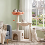 Flower Cat Tree 34" Scratching Post Small Cat Tower for Large Cats,Featuring with 15.7”Large Hammock, Removable Top Bed and Wide Condo for Indoor Cats-Beige | Cute Cat Tower with 15.7” Hammock, Spacious Cat House,34” Scratching Post,Removable Flower Be...