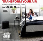 Honeywell HEPA Air Purifier for Home and Large 1700 ft² Rooms, Black | Powerful HEPA Filtration, Air Quality Monitor, Turbo and Auto Mode, Reduces Allergens, Dust, Pollen, Pet Dander, Odors, Smoke