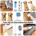 Buenkee Dog Grooming Vacuum Kit, 15000Pa Clipper, Shedding Brush, 2L, Blue | Brush, trim and deshed at home with less flying fur, mess-control suction and fewer emptying breaks during longer sessions