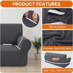 XINEAGE Stretch 3 Seater Slipcover, Non-Slip Pet Couch Cover,Light Gray | Washable Furniture Protector, Elastic Bottom, Dogs & Cats Friendly, Scratch-resistant, Fast Setup, High Elasticity
