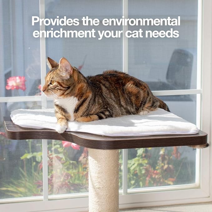 PetFusion Ultimate Cat Window Climbing Perch 45” Tall (Tree Sisal Scratching Posts, Modern Design Simply Suctions to Window. (EASY TO ASSEMBLE)