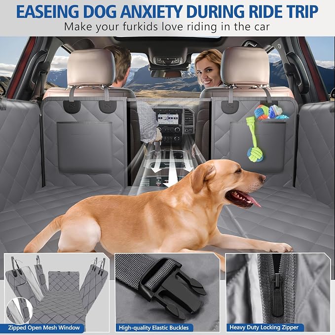 Btefd XL Hard Bottom Dog Seat Cover for Dogs for Full-Size Crew Cab Trucks | Back Seat Pet Hammock for F150, RAM1500, Sierra, Tundra, Silverado, Titan, Holds 420lbs, 45% Extender Space, Waterproof