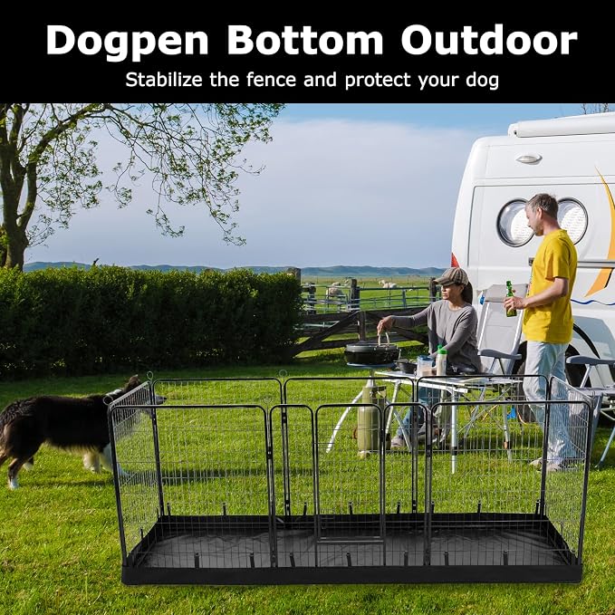 PJYuCien Rectangle Playpen Bottom Pad for 24'' Width 8 Panel Pen, Black | Protect Floor, Easy to Move and Clean, Perfect for Puppy, Duck, and Other Small Animals, Hook Connect
