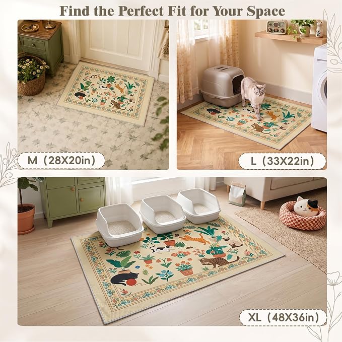 Bienbee Cat Litter Mat, 2 Pack 33" x 22" Machine Washable for Litter Boxes | Cat Litter Rug with Waterproof Backing, Non-Slip Grip and Soft On Kitty Paws to Catch Litter and Protect Floor