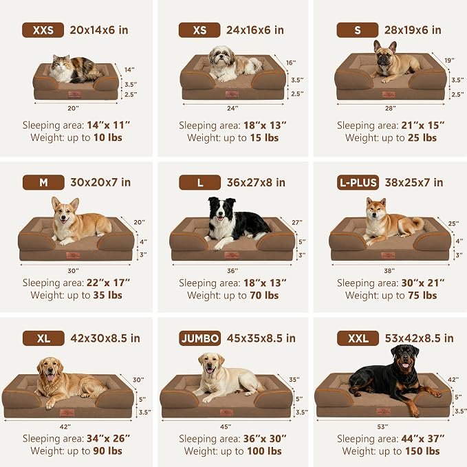 Comfort Expression Orthopedic Dog Bed for Medium Size Dog with Bolster | Waterproof Dog Couch Bed with Washable Cover & Non-Slip Bottom, Supportive Egg Crate Foam Medium Pet Bed, 30x20 Inch