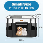 Dog Playpen - Foldable Cat Play Pens for Pubby,Kitten, Rabbit,Portable Pet Tent with Carring Bag for Indoor/Outdoor Travel Camping (Black-Small)