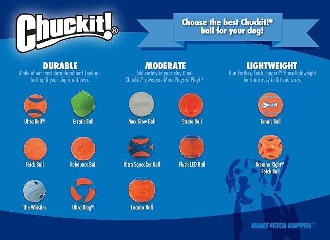 Chuckit! Glow in the Dark Bouncy Balls - Ball for Dogs, Chuckit Dog Toy, Max Glow Balls - Medium, 2.5 Inch Pack of 2
