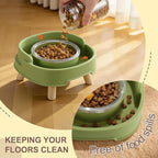 Ant Proof Cat Food Bowl, Elevated Cat Feeding Bowl, Green, 1pcs | Prevents Ants from Entering and Reduces Neck Stress, Non-Slip Elevated Cat Feeding Bowl