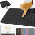 Cat Litter Mat 27"x46",Double Layer EVA litterbox Mat, Black | Waterproof honeycomb large grid, urine-proof and odor-free. Traps litter, easy cleanup,Washable, non-slip backing