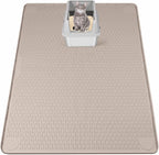 Silicone Cat Litter Mat for Litter Box 50”x35” Large Cat Mat, Khaki | Waterproof, Non-Slip, Leak-Proof Rug Mat with Lip, Easy to Clean, Extra Large Litter Catcher Mat for Floor