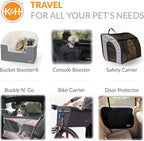 K&H Dog Car Seat, Bucket Booster for Small to Medium Pets, L Black/Cream | Collapsible Dog Car Seats for Small Dogs. Seat Belt Secured, 2 Safety Leashes, Washable Covers