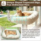 Zoratoo Extra-Thick Cushion Cat Window Perch, Foldable Cat Bed, White | Fluffy Long-pile Bolster, Machine Washable, Cordless Pet Hammock with Sturdy Metal Frame for Cats of All Breed