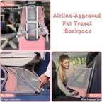 Cat Backpack Carrier, Large Pet Backpack with Kitten Wand Feather Toy for Medium Small Dog Cat Puppy Kitty Bunny up to 15lbs, Ventilated Mesh Dog Travel Carrier for Hiking Walking Outdoor Use (Pink)