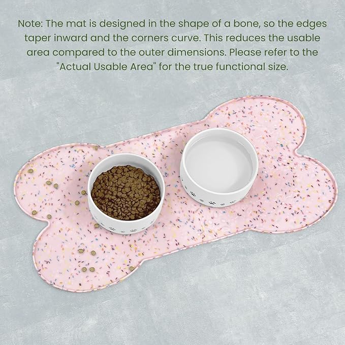 PWTAA Dog Food Mat Anti-Slip Silicone Dog Bowl Mat Thicker Pet Placemat Waterproof Cat Feeder Pad with Raised Edge Puppy Kitten Feeding Mats Suitable Small Medium-Sized Dogs Cats Eating Tray - 2PCS