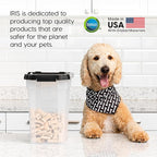 IRIS USA Dog Food Storage Container, Up to 10 lbs, Clear/Black, Made in USA | BPA-Free, Airtight Seal, Best for Cat Food, Bird Seed, Chicken Feed, Pet Toys, Treats, Pellets