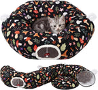 Aliceset Mushroom Spring Cat Tunnel Bed for Indoor Cats 3ft x 3ft x 10in Foldable Cat Donut Tunnel with Washable Cushion Mushroom Pet Peekaboo Cave Toy for Small Kitten Kitty