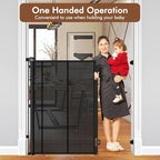 Reinforced 48" Extra Tall X 100" Extra Wide Retractable Baby Gate for Large Openings Extra Tall Dog Gates for Doorways Extra Long Baby Gate Mesh Large Dog Gate Indoor Pet Gate for Cats, Black