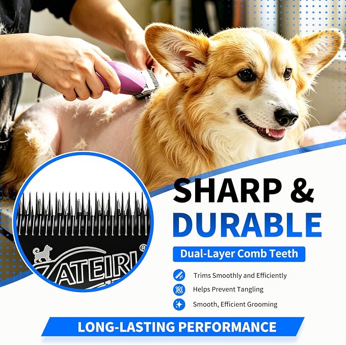 4 Pack Pet Grooming Clipper Blades with Steel Cutters, Sizes 10, 7FC, 5FC & 4FC, Black, Compatible with Andis, Oster A5, Wahl KM10 A5 Style Dog Clippers