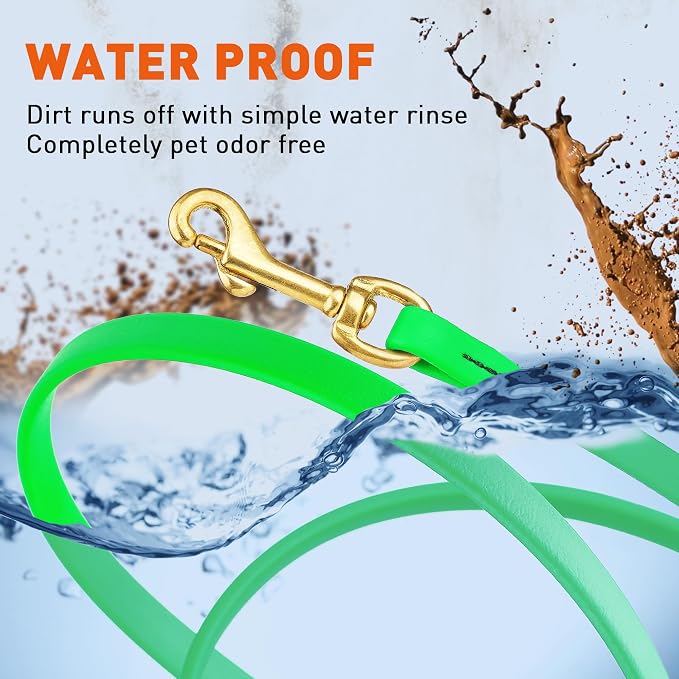 Viper Biothane K9 Working Dog Leash Waterproof Lead for Tracking Training Schutzhund Odor-Proof Long Line with Solid Brass Snap for Puppy Medium and Large Dogs, 20ft Tropical Green