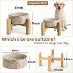 hjn Elevated Ceramic Dog Bowl with Bamboo Stand, Raised Pet Feeding Station for Small Medium Dogs Cats, Modern Design with Anti-Slip Base (Marble Brown, 7.6Cup)