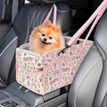 Console Dog Car Seat - Portable Dogs Armrest Booster Seat for Small Dog, Foldable Pet Car Seat with Safety Belt, Pink Kitten