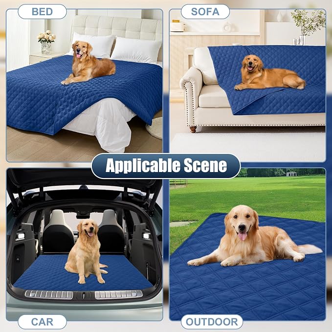 Smiry Waterproof Reversible Pet Couch Covers for Dogs | Pet Friendly, Soft Fabric, Washable Sofa Furniture Protector for Dogs Cat Kids, Checkered (30"x70", Navy/Navy)