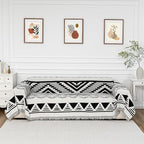 MYSKY HOME Boho Couch Cover for Dogs Washable Black Rhombic Couch Sofa Protector Cats Pets Friendly Chenille Geometric Sofa Covers Soft Durable Farmhouse Sofa Slipcovers, 71" X102"