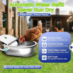 Automatic Animal Drinking Water Bowl with Float Valve, Extended Pipe & Drain Hole,3L Stainless Steel Waterer Feeder Farm Dog Dispenser Kit Self Filling for Livestock Horse Goat Water Trough