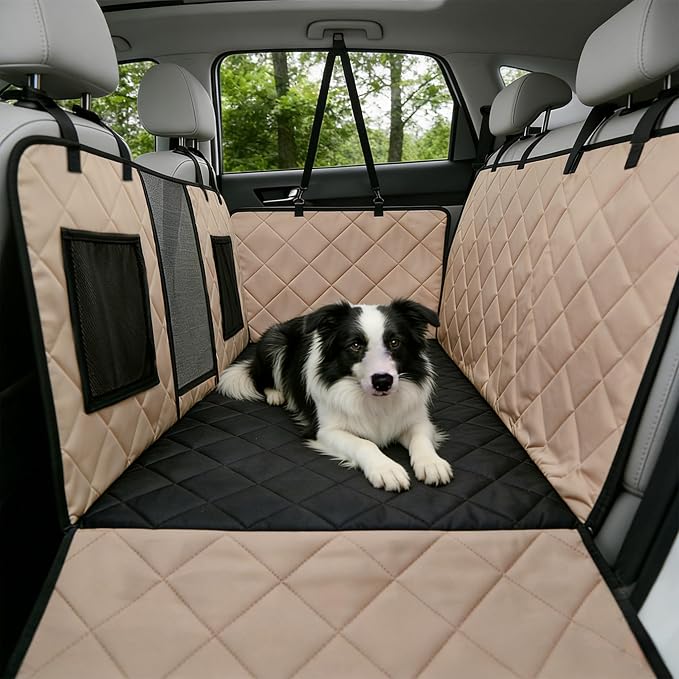 Back Seat Extender for Dogs Hard Bottom, Dog Car Seat Cover for Back Seat Holds 420lbs, Sturdy Backseat Dog Platform for Large Breed Dogs, 600D Oxford & Waterproof Pet Hammock for Cars, SUVs & Trucks