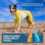 ROZKITCH Dog Sun Shirt UV Protection, 2-in-1 Flexible Coverage Dog UV Shirt for Heat Management, Breathable Mesh and Cool Silk Touch Material Keep Pet Cooling Summer Smooth Pajamas Yellow XL
