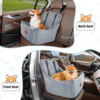 Lealchum Dog Car Seat for Medium Dogs Up to 40lbs,Fully Detachable and Washable,Easy to Install with Adjustable Straps,Anti-Slip Base Travel Car Bed for Pets,2 Side Pockets(Grey,Medium)