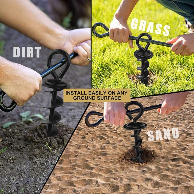 Eurmax USA Heavy Duty Dog Tie Out Stake, No-Tangle In Ground Anchor Runner for Large Dogs up to 210 Lbs - Perfect for Yard, Beach and Camping (Medium,Navy Blue)