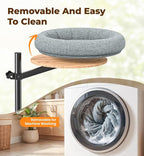 Cat Bed for Desk, 360° Rotating Adjustable Cat Perch, 44 lb, Home Office | Desk mount cat hammock, no-drill G-clamp, faux linen, washable cover, fits desktops up to 2.3 in, space saver, gray