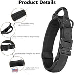 DAGANXI Tactical Dog Collar, Adjustable Military Training Nylon Dog Collar with Control Handle and Heavy Metal Buckle for Medium and Large Dogs, with Patches and Airtags Case (M, Black)