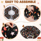 Aliceset Mushroom Spring Cat Tunnel Bed for Indoor Cats 3ft x 3ft x 10in Foldable Cat Donut Tunnel with Washable Cushion Mushroom Pet Peekaboo Cave Toy for Small Kitten Kitty
