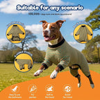 LovinPet Big Dog Pajamas, Cotton Brown and Green Stripe Dog Shirt, Stop Shedding for Dogs, Pet Pajamas for Dogs, UV Protection, Pitbull Clothes, Pet PJ's, M