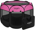 Love's cabin Pet Puppy Dog Playpen, Medium Dog Tent Crates Cage Indoor/Outdoor, Portable Playpen for Cat, Foldable Pop Up Dog Kennel Playpen with Carring Case, Removable Zipper Top, Pink