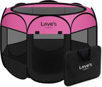 Love's cabin Pet Puppy Dog Playpen, Medium Dog Tent Crates Cage Indoor/Outdoor, Portable Playpen for Cat, Foldable Pop Up Dog Kennel Playpen with Carring Case, Removable Zipper Top, Pink