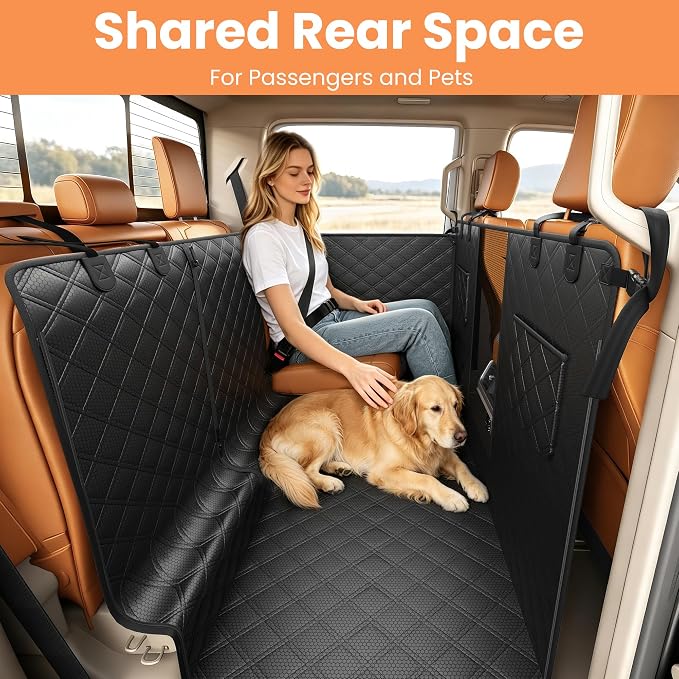 PETICON F150 Floor Cover for Crew Cab Trucks with Fold-Up & Split Seats | Split Zipper, Waterproof & Scratch-Resistant 600D Oxford, Side Door Flaps, Non-slip Base, Protects Interior, Machine Washable