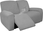 Easy-Going 100% Dual Waterproof Recliner Loveseat Cover, 6-Pieces Stretch Relining Sofa Cover with Pocket, Jacquard 2 Seat Sofa Slipcover Leakproof Washable (Loveseat, Light Gray)