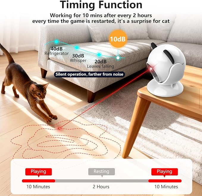 Saolife Laser Cat Toys for Indoor Cats, Truly Random Trjajectory, Suction Cup Design, Run Quiet, Interactive Cat Toy Automatic