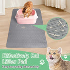 Cat Litter Mat 30" x 21" Waterproof Rubber Litter Box Mat Non-Slip & Soft Litter Trapping Mat Easy to Clean Kitty Litter Mat for Indoor Floor (Medium)