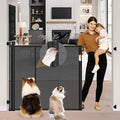Reinforced 42" Tall Pet Gate 55" Wide Retractable Baby Gate, Indoor/Outdoor | Tall Retractable Dog Gate Prevents Crawling Under, One-Hand Operation Safety Lock, Scratch-Resistant Mesh, Easy Install/Black