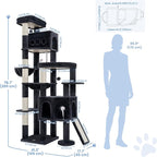 Cat Tree, 78.7" Tall Heavy Duty Cat Tower for Indoor Cats VCT033G | Cat Furniture with Sturdy Structure, Spacious Condo, Cozy Top Perch & Scratching Posts, Hammock, Smoky Gray
