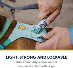 Ruffwear, Double Track Coupler, Double Leash for Two Dogs, Premium Heavy Duty Dual Splitter with 360° Lockable Swivel No Tangle, Shock-Absorbing Stretch Webbing for Walking & Hiking, Basalt Gray