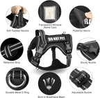 Tactical Dog Harness and Leash Set Medium Sized Dog+10 Dog Patches | Adjustable No Pull Service Animal Dog Vest with Dog Seat Belt,Padded Handles,Reflective Easy Walk for Training Hiking Black M