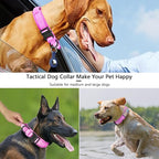 DAGANXI Tactical Dog Collar, Adjustable Military Training Nylon Dog Collar with Control Handle and Heavy Metal Buckle for Medium and Large Dogs, with Patches and Airtags Case (M, Pink)