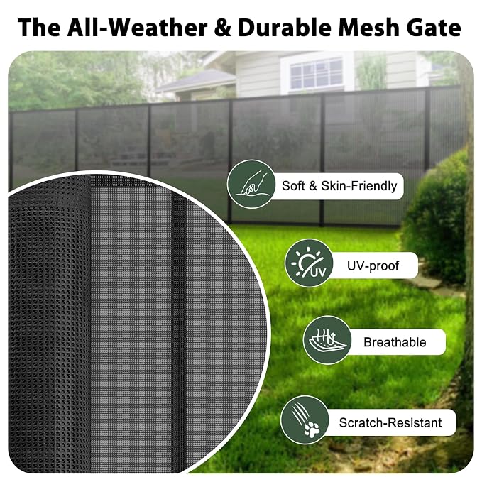 200" Retractable Baby Gates Extra Wide Dog Gates for Doorways,Black | 48" Extra Tall Pet Gate Retractable Dog Gate, Long Baby Gate Retractable Fence Outdoor, Driveway Gate Retractable Garage Gate