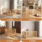YOCAN Non-Painted Wooden Freestanding Dog Gates for The House,Doorways, Stairs,Wood Dog Fences Indoor Pet Gate,Step Over Fence-6 Panel H:23”